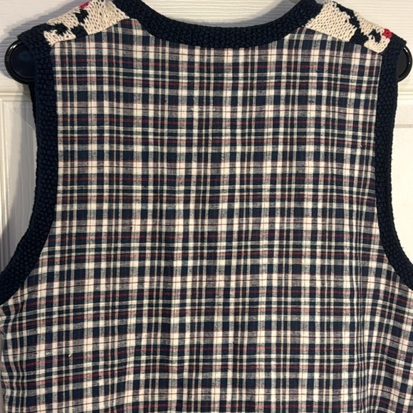 Vintage Marisa Christina Hand Knit Alphabet American Flag Sweater TeacherVest  S - Picture 7 of 10